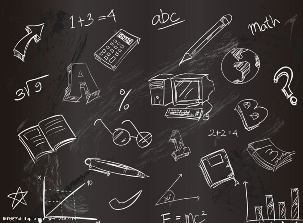 黑板上手绘学习元素