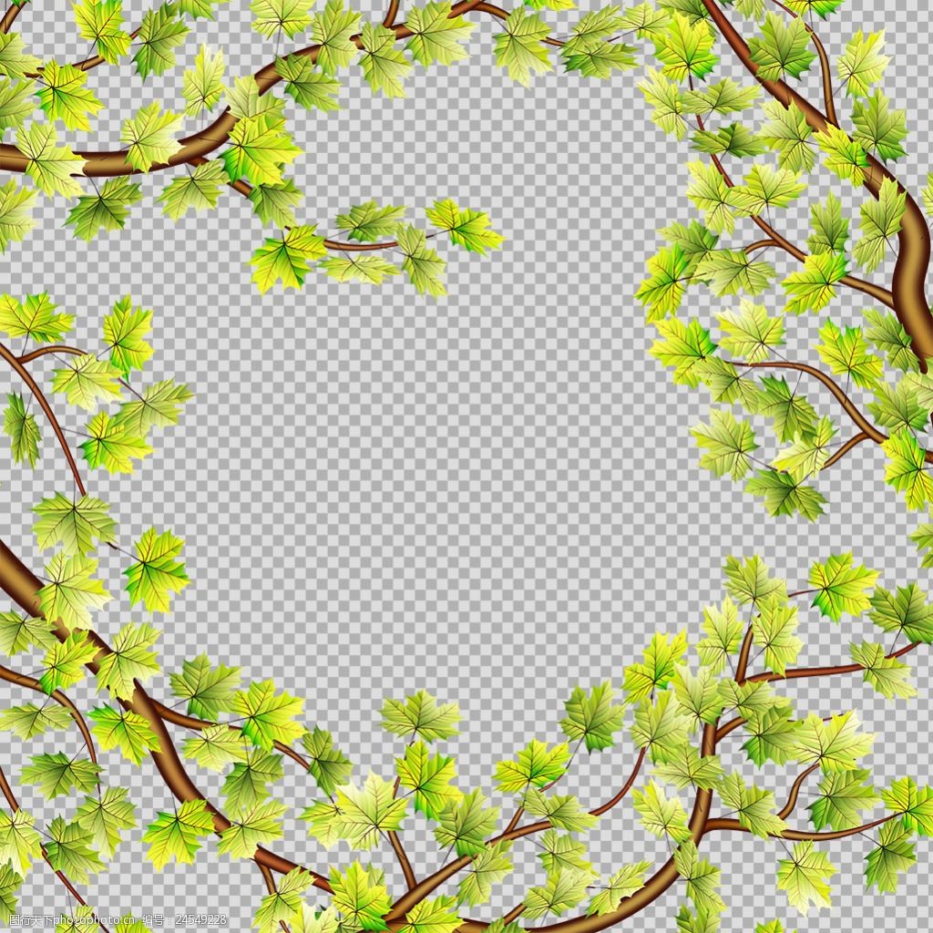 手绘叶子边框免抠png透明图层素材