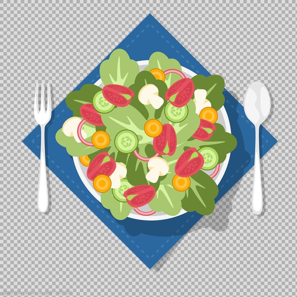一盘蔬菜插图免抠png透明图层素材