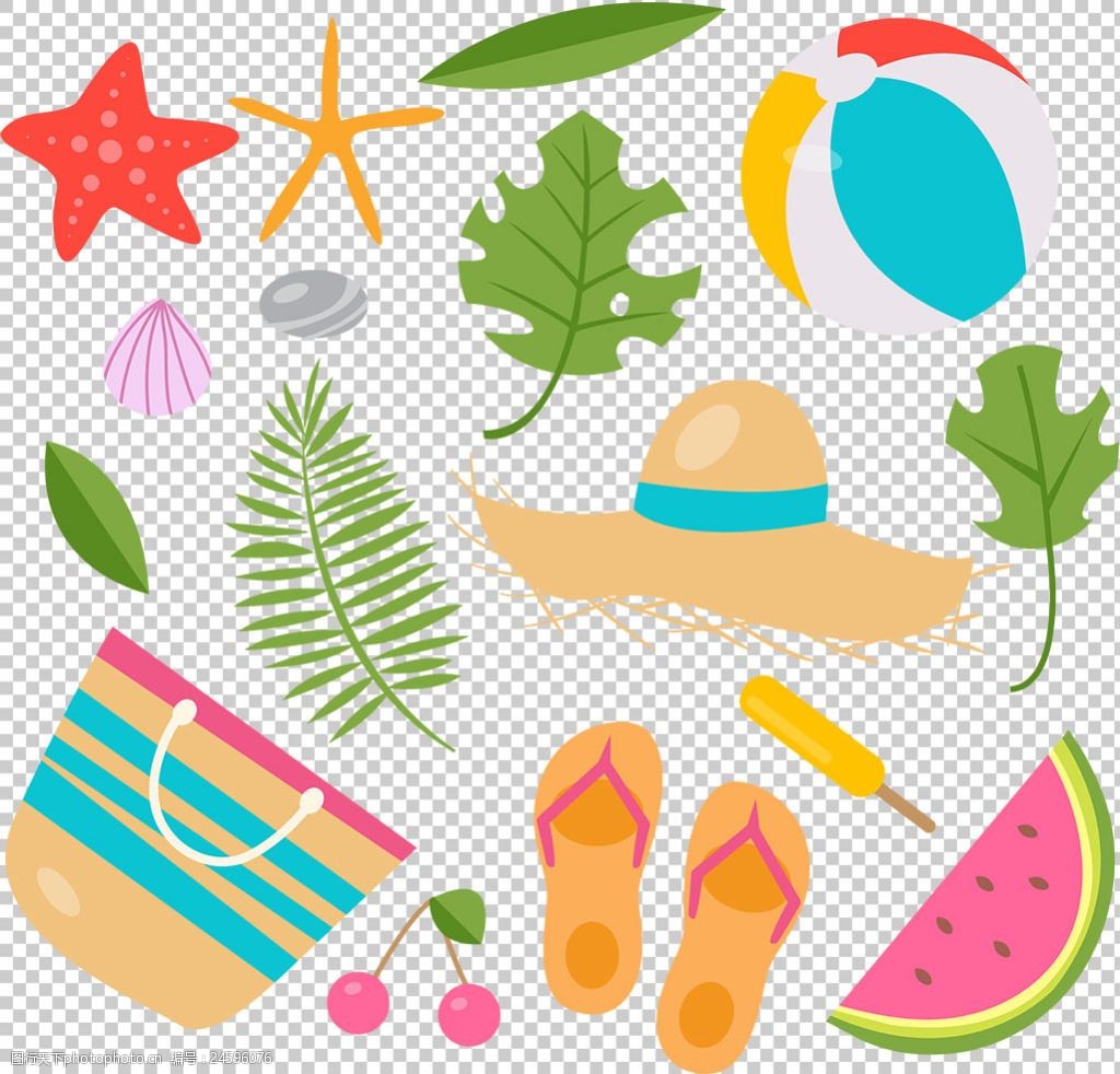 沙滩海滩夏天元素免抠png透明图层素材