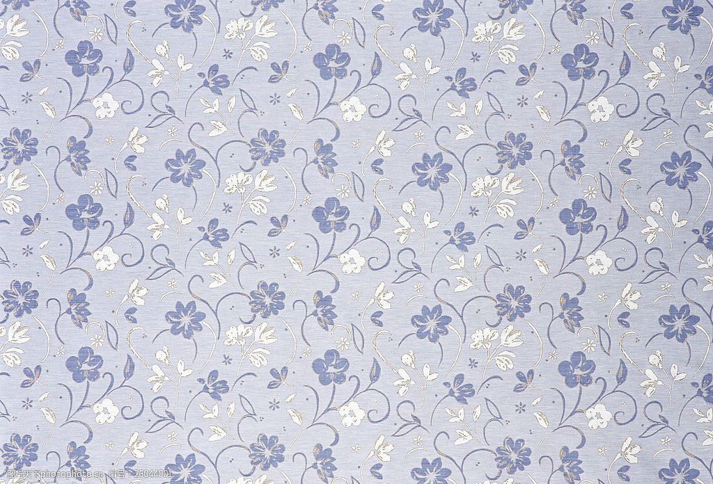 蓝色中式花纹布艺壁纸