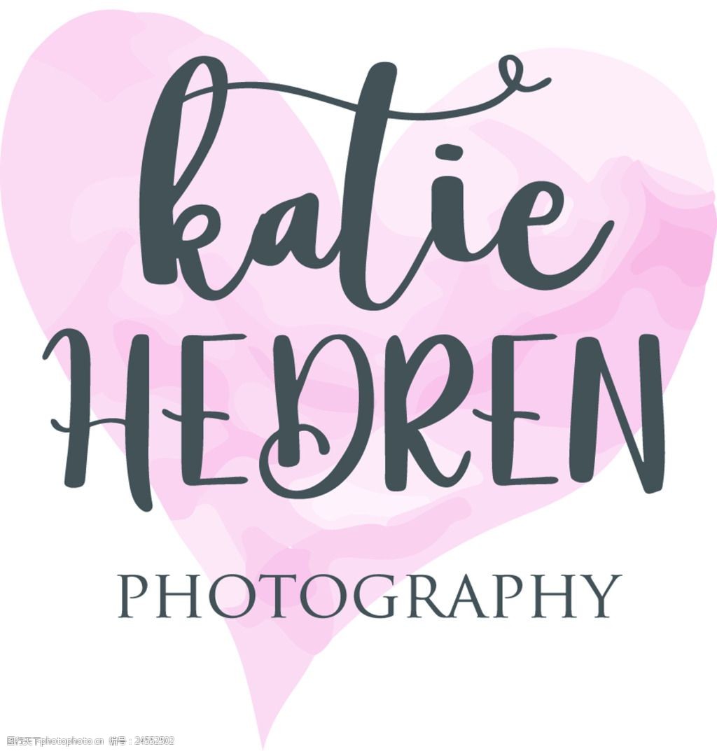 水彩爱心店铺微店logo水印矢量素材