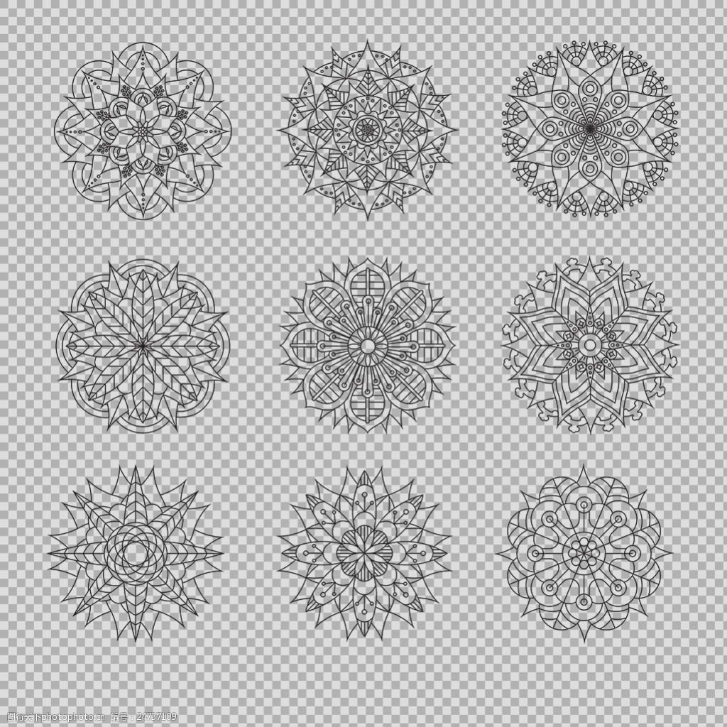 抽象圆形曼陀罗花纹免抠png透明图层素材