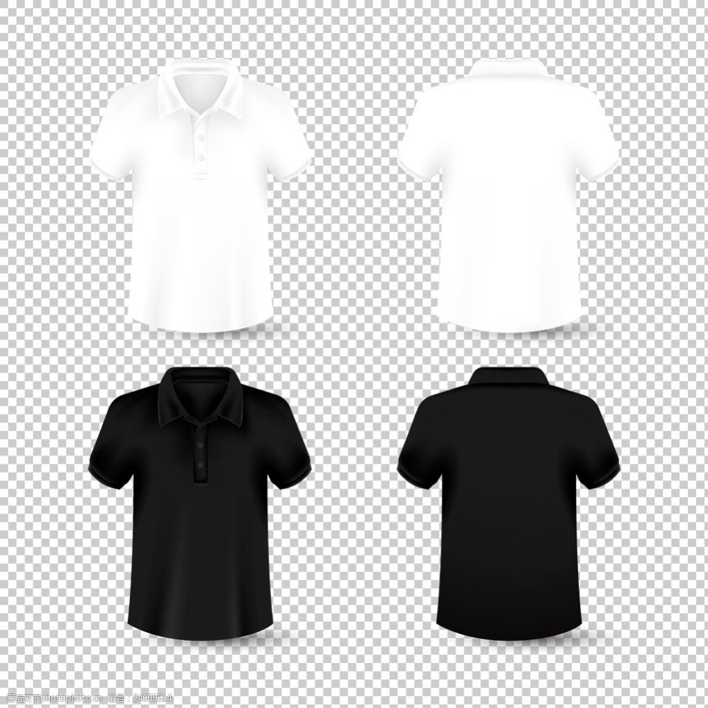 黑白t恤衫模板免抠png透明图层素材