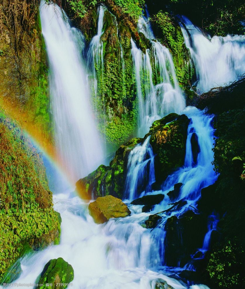 彩虹瀑布摄影素材
