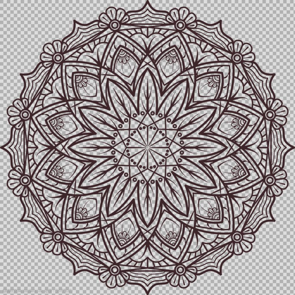 抽象漂亮曼陀罗花纹免抠png透明图层素材