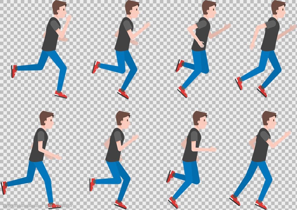 蓝色裤子跑步者免抠png透明图层素材