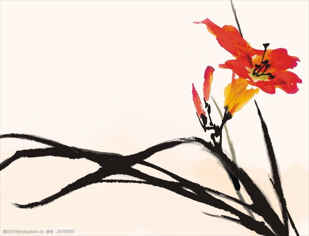 国画兰花cdr矢量素材