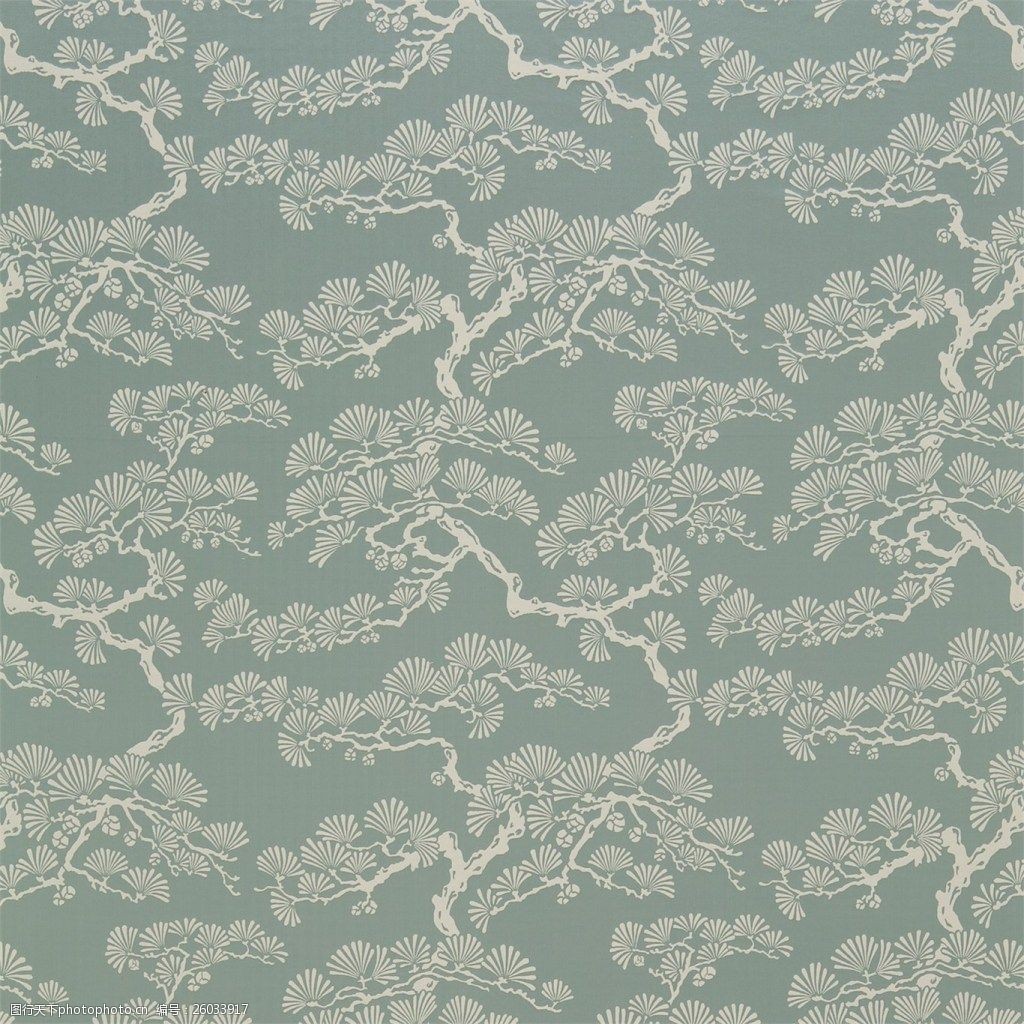 蓝色迎客松图案壁纸