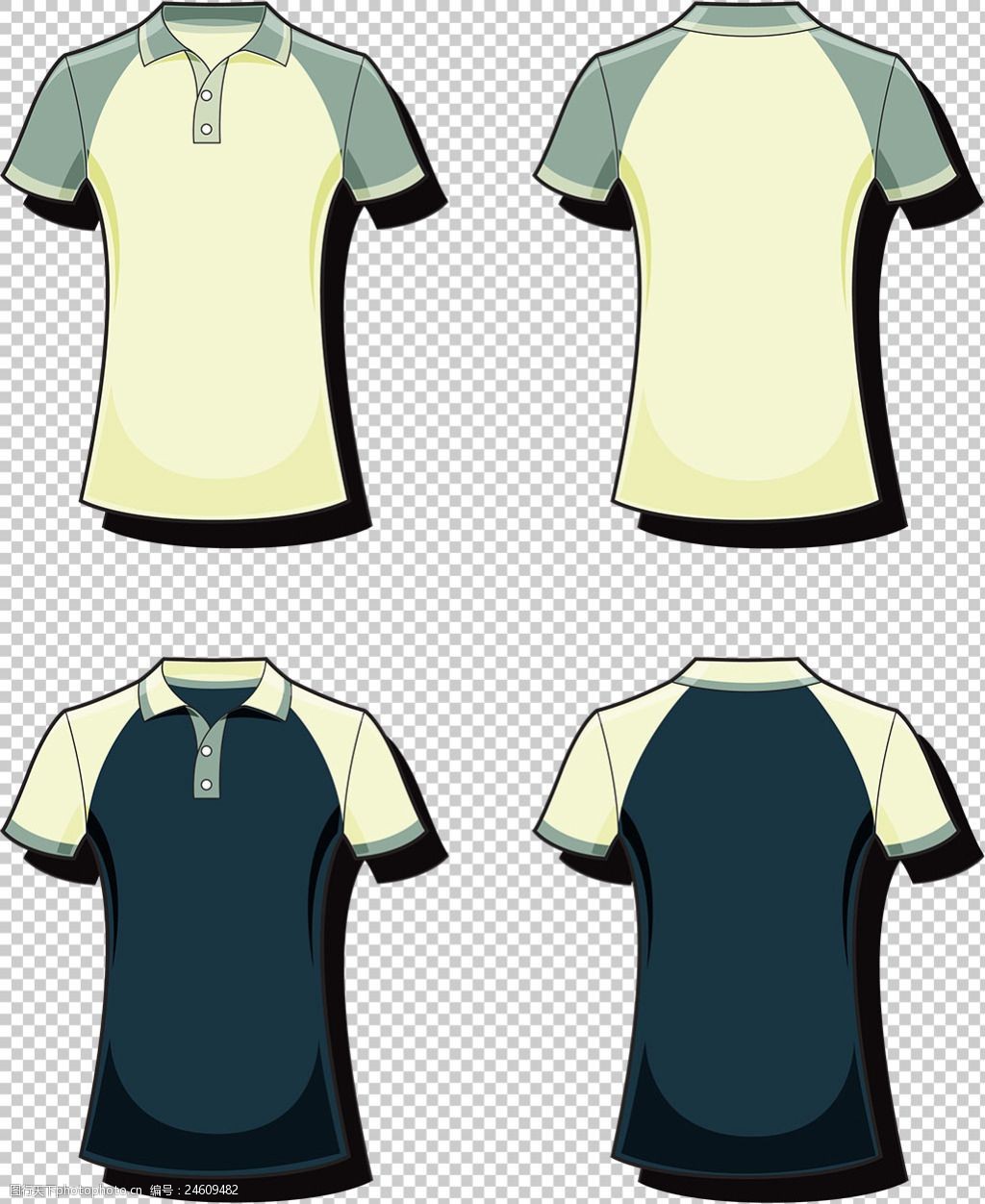 两款t恤衫模板免抠png透明图层素材