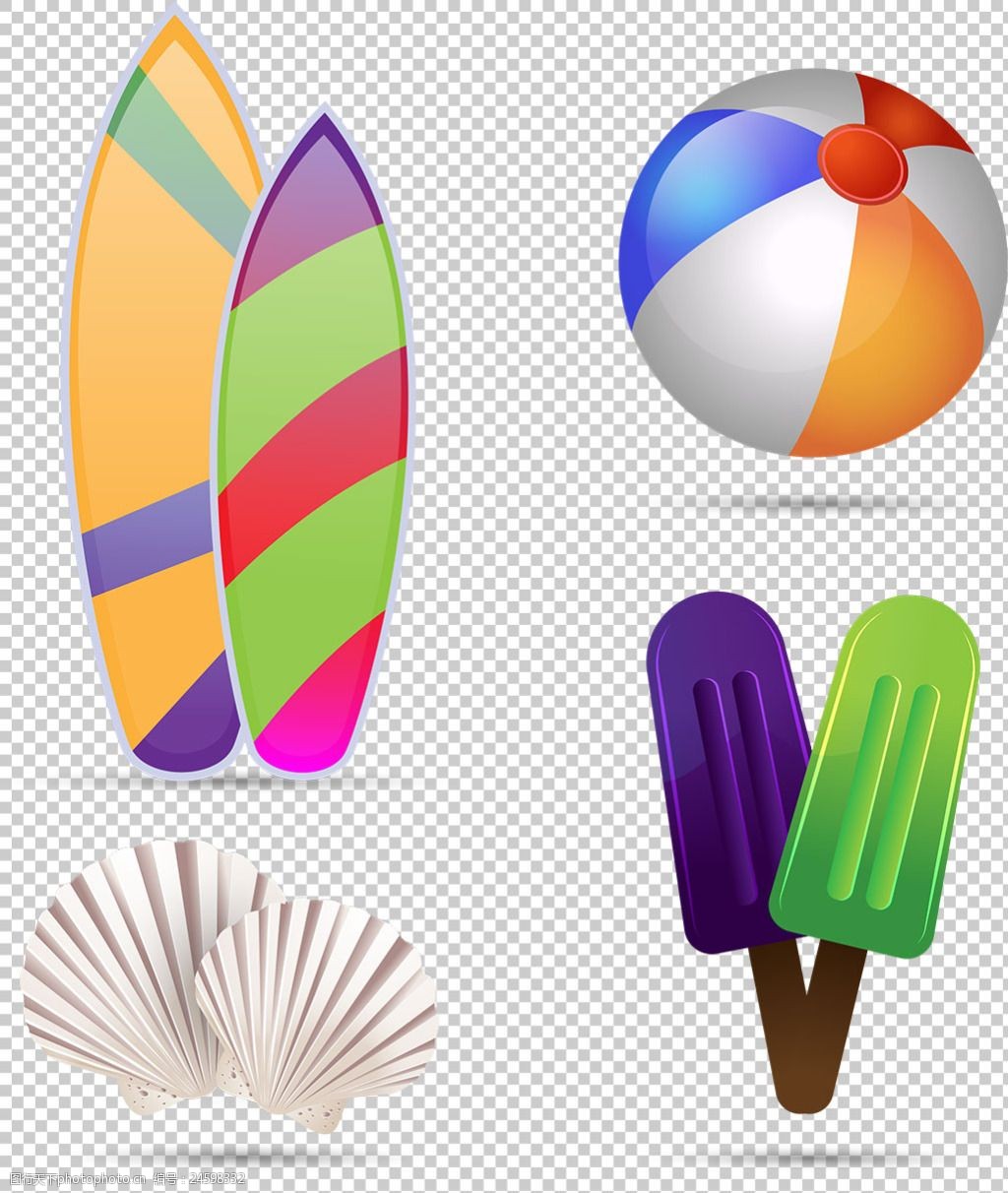 夏天沙滩海滩元素免抠透明图层png素材