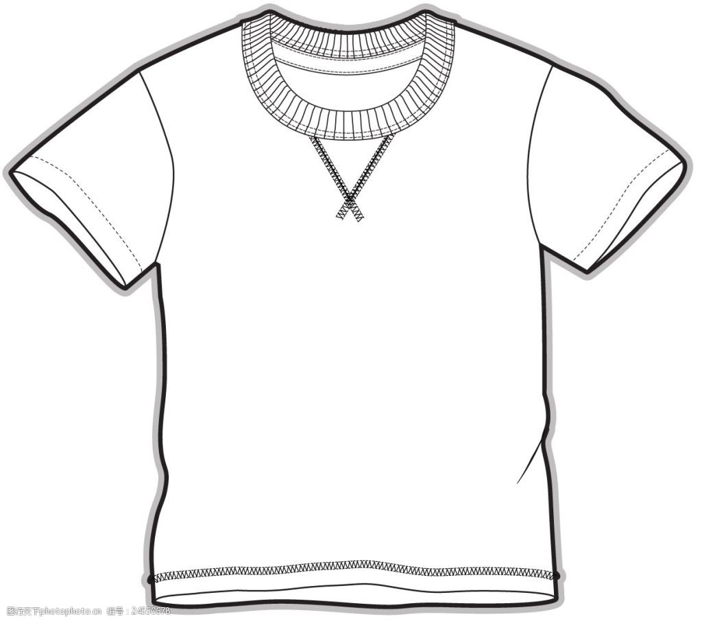 圆领短袖秋冬款男孩服装设计线稿矢量素材