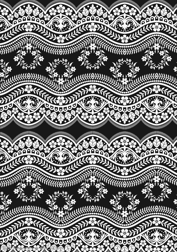 蕾丝花纹花边底纹矢量图下载