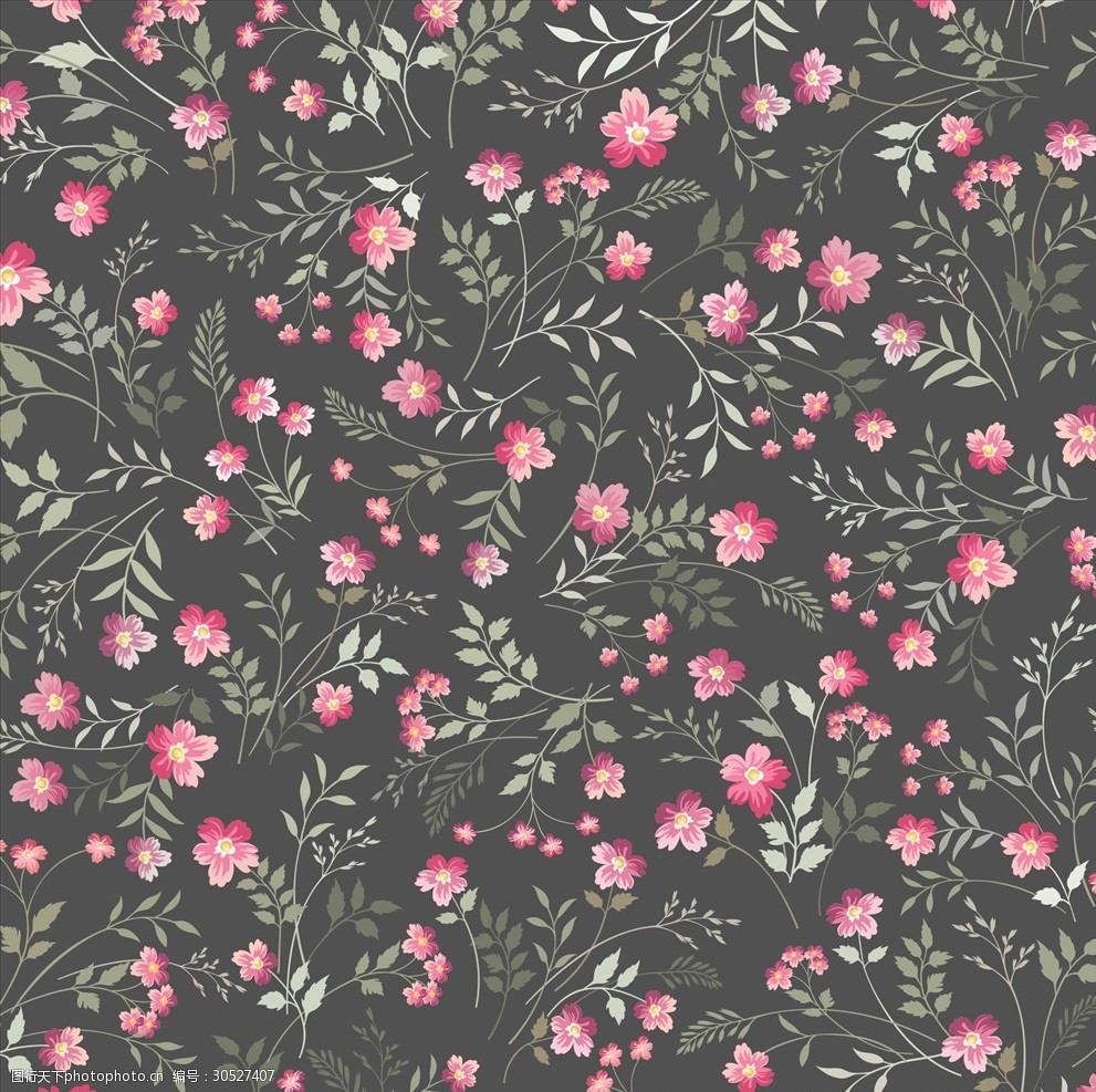 植物花朵花卉四方连续矢量图下载