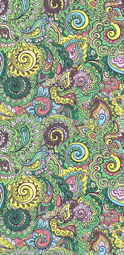 传统民族风花卉花纹底纹四方连续