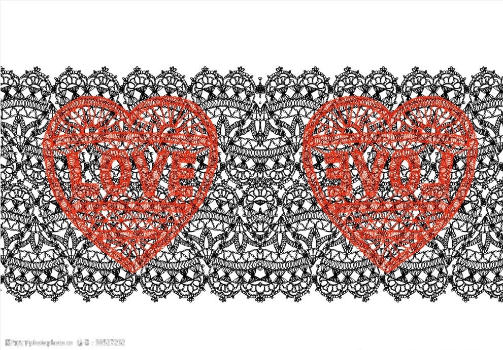 桃心蕾丝花边矢量图下载