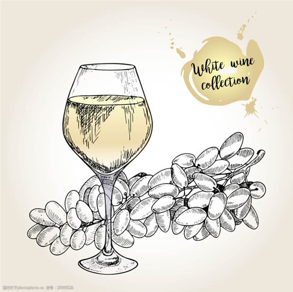 手绘 插画 酒杯 葡萄 水果 洋酒 酒吧海报 水果海报 设计 广告设计