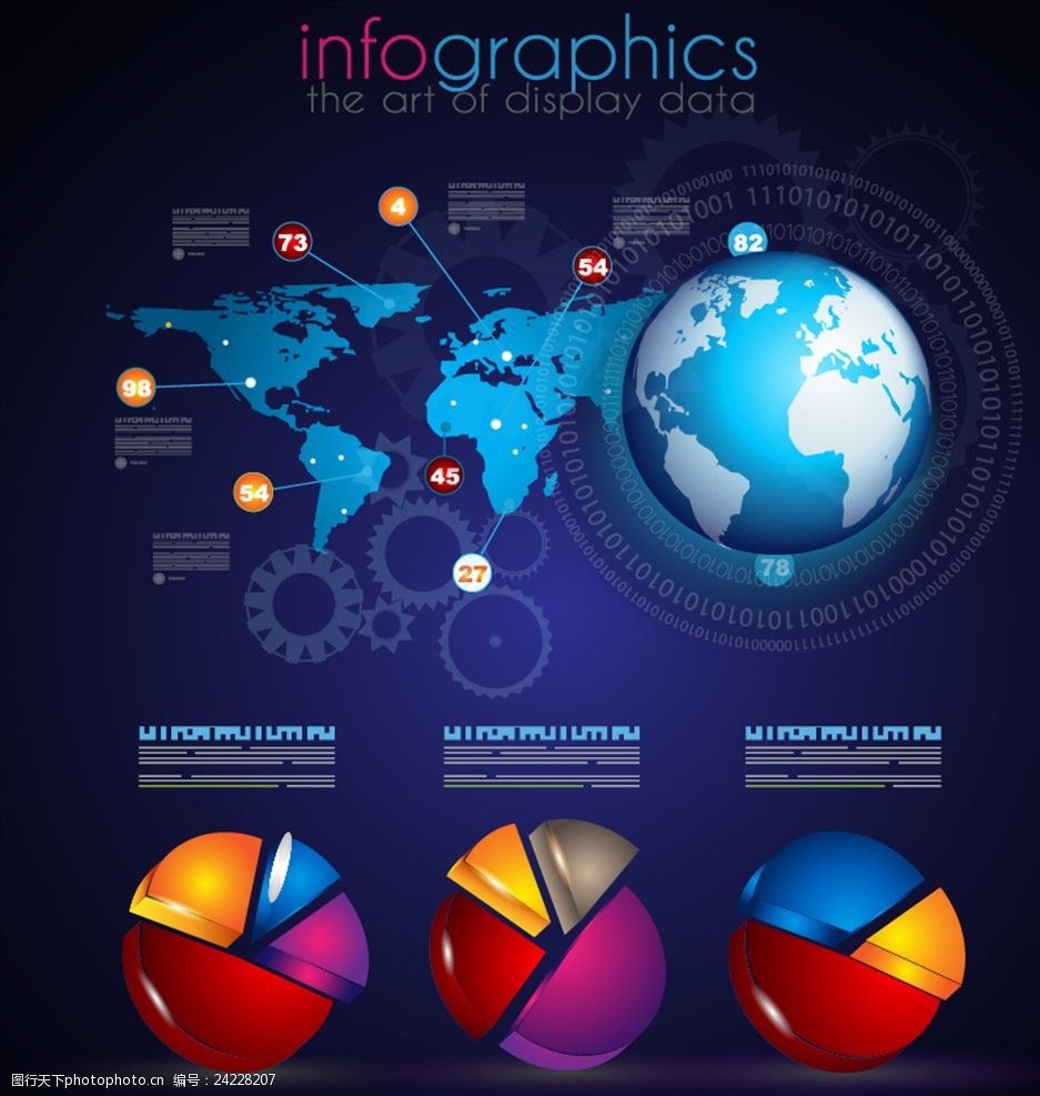 多彩立体地球信息图表矢量素材
