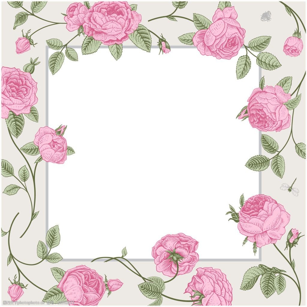 红色浪漫花朵边框素材