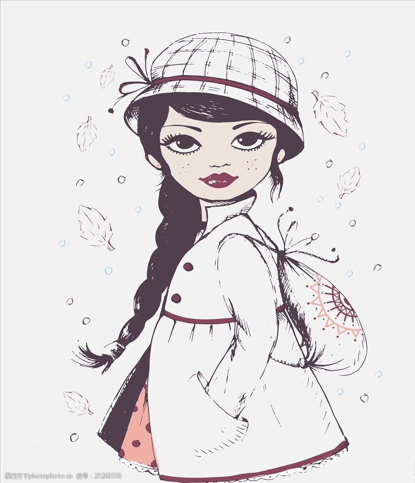 手绘人物插画矢量图下载