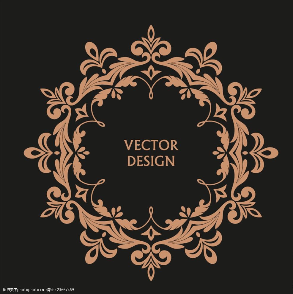 圆形高档花纹边框矢量素材