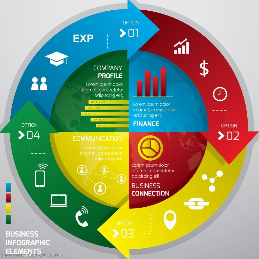 多色圆形循环汇报总ppt制作矢量素材
