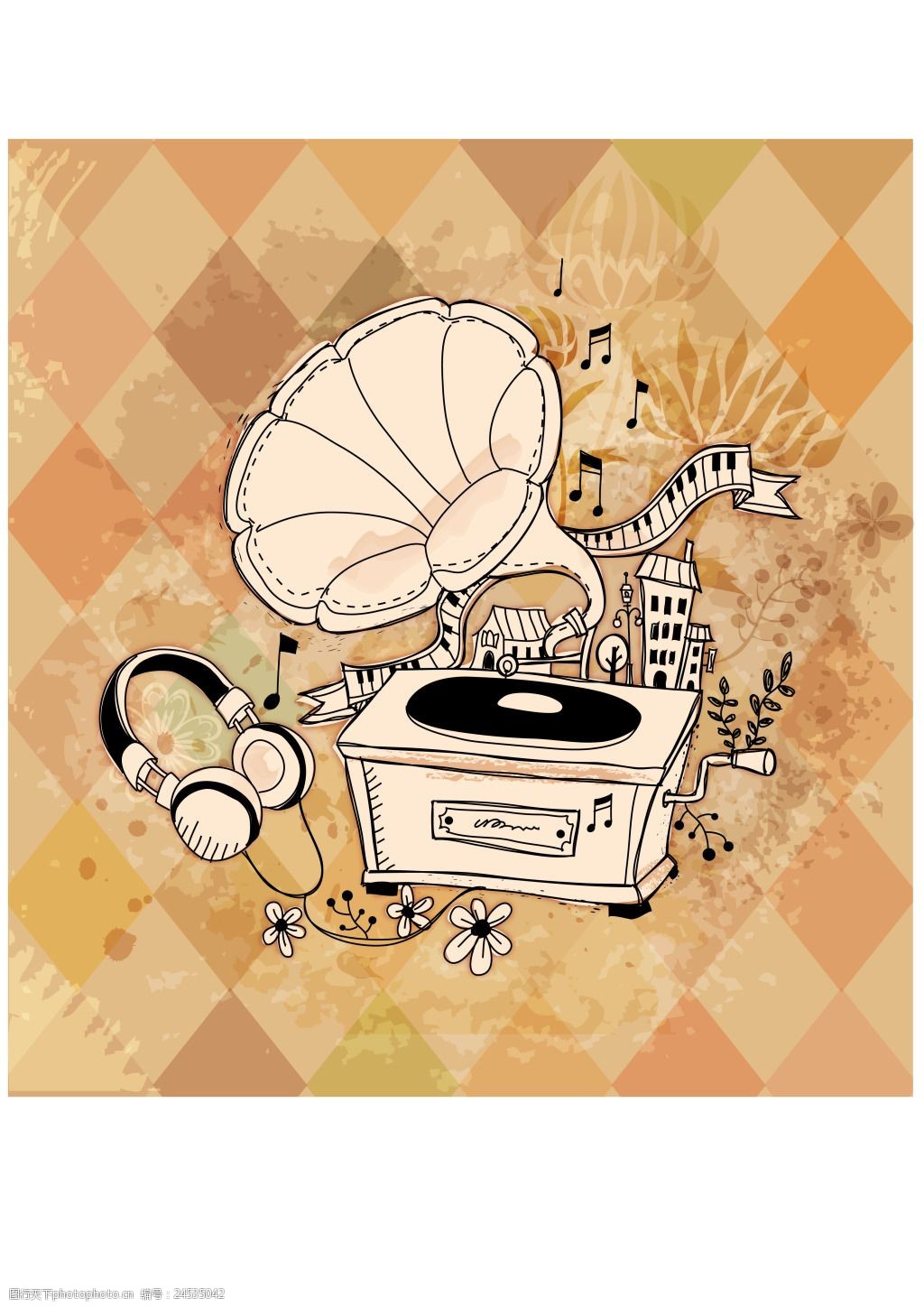 古典抽象喇叭图案