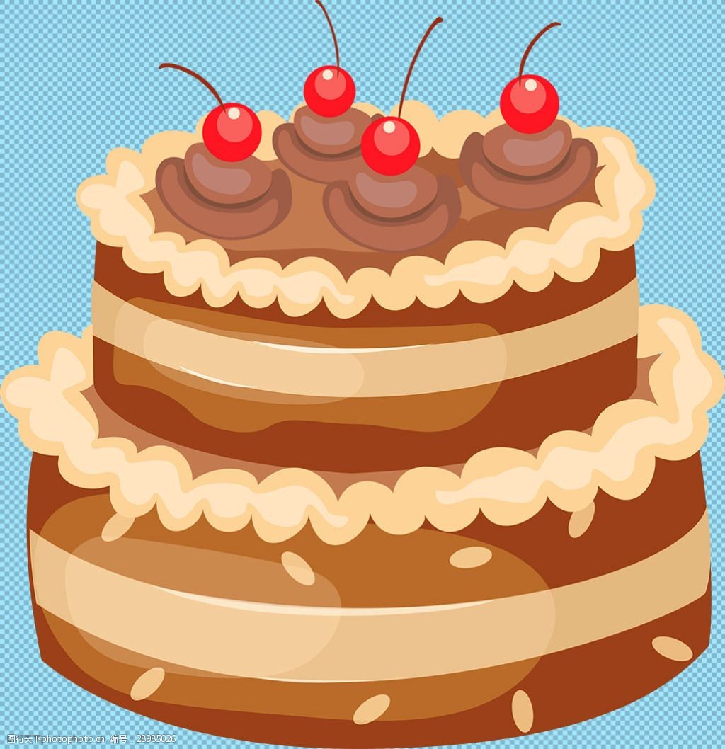 双层樱桃蛋糕免抠png透明图层素材