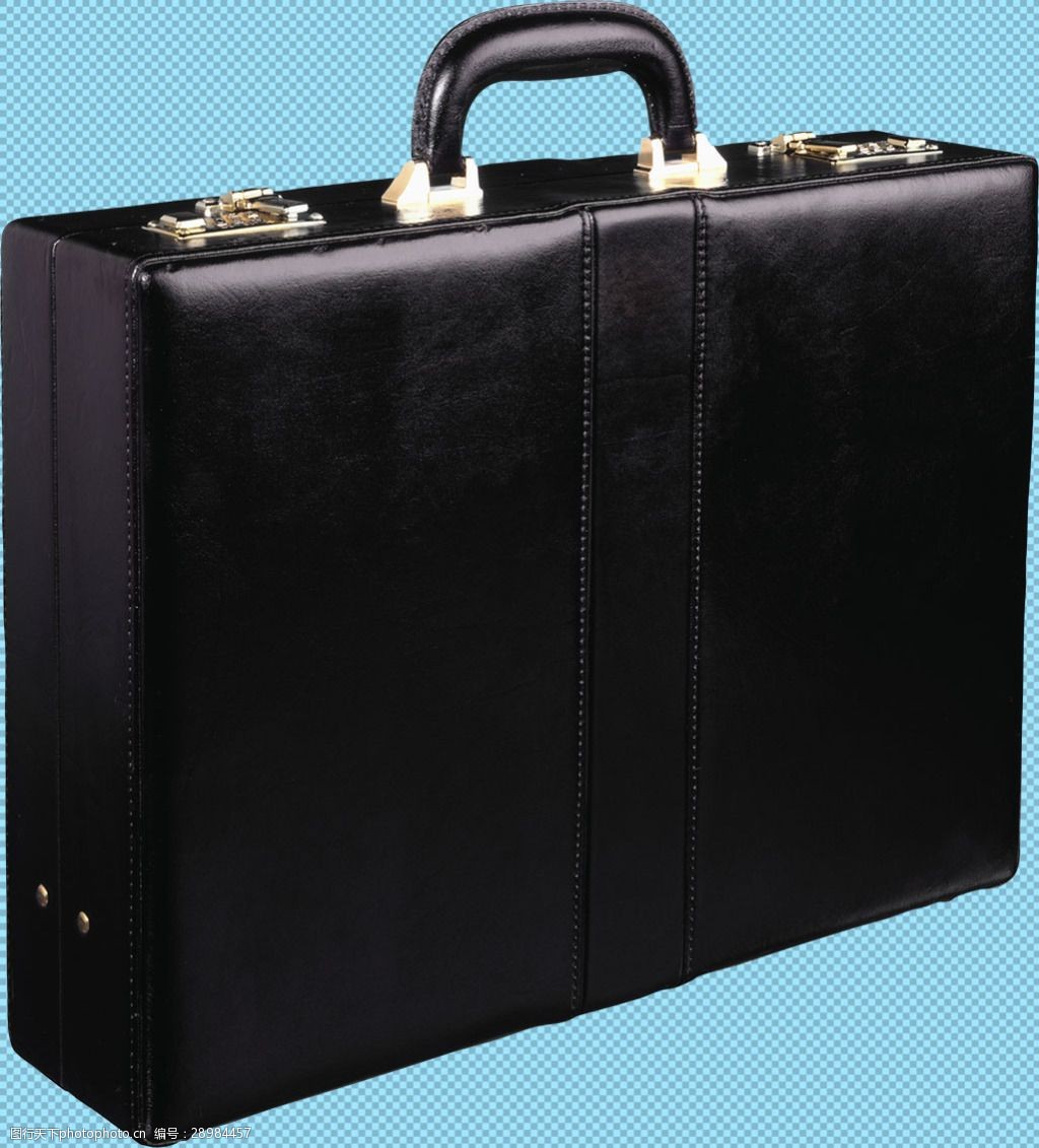 黑色牛皮手提箱免抠png透明图层素材