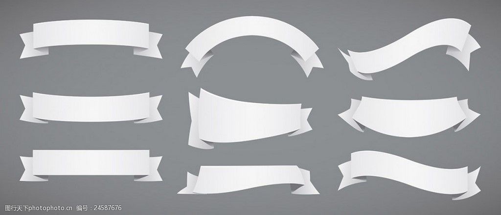 白色丝带图框矢量素材图片-图行天下图库