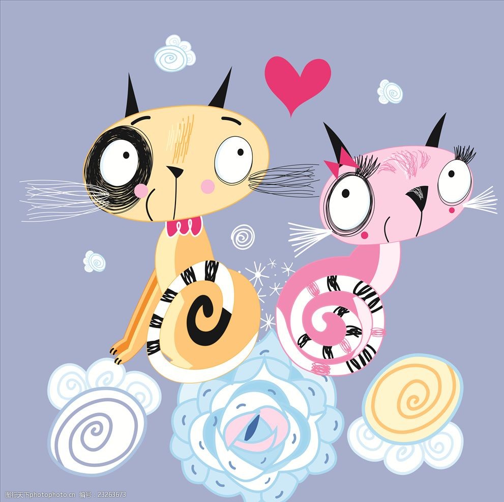 涂鸦卡通猫矢量图下载