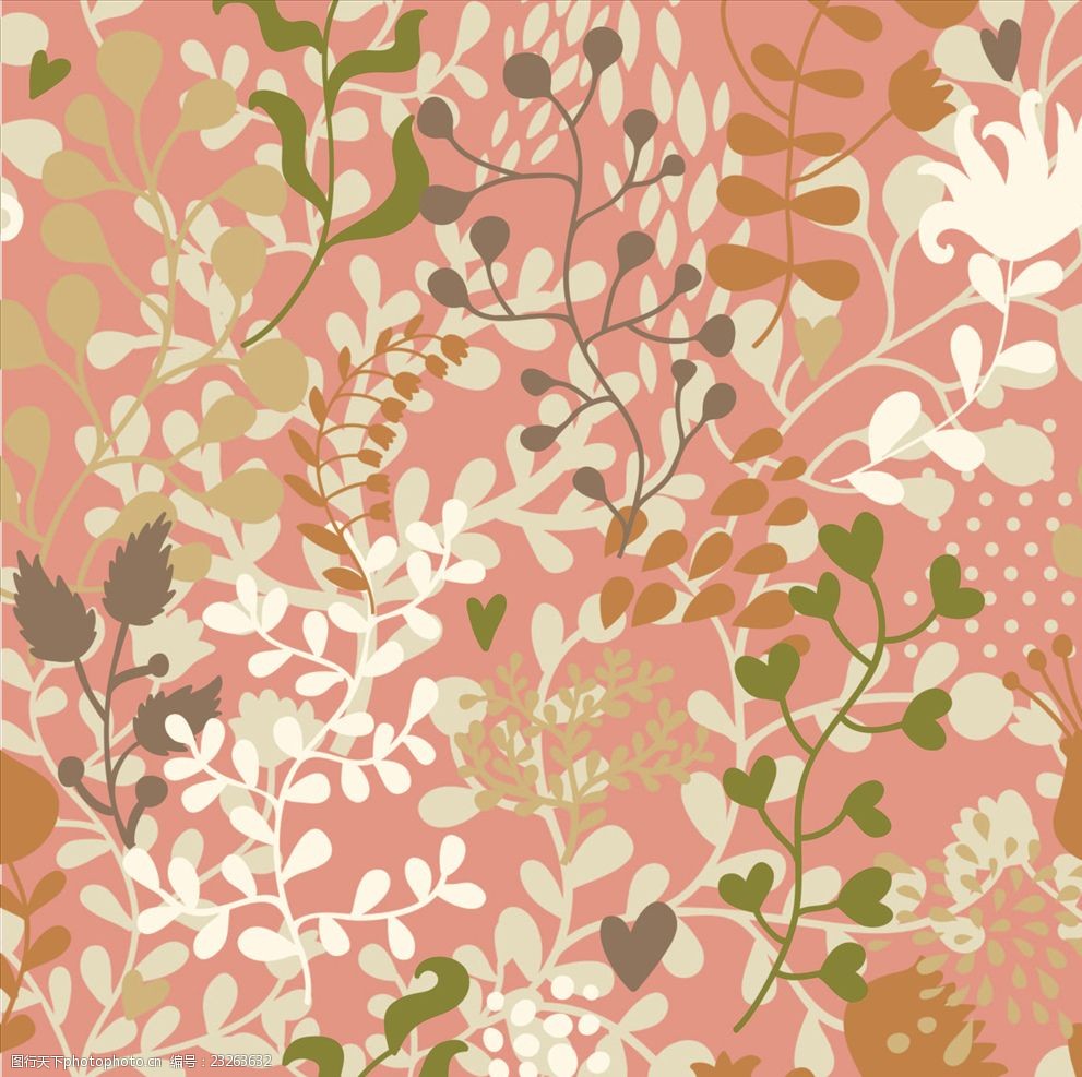 植物花朵花卉四方连续底纹