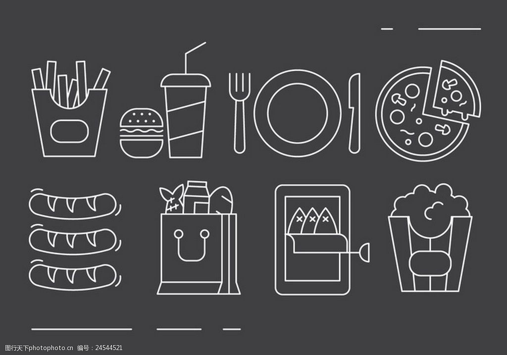 西餐线条图标矢量素材