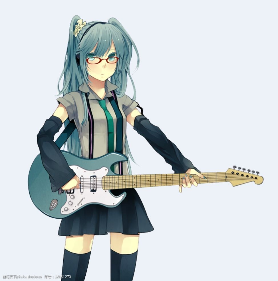 矢量 初音未来 弹吉他 卡通 矢量 初音 弹吉他 卡通 初音未来 电吉他