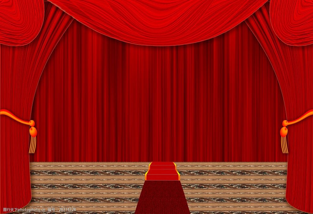 简约大气红色幕布背景