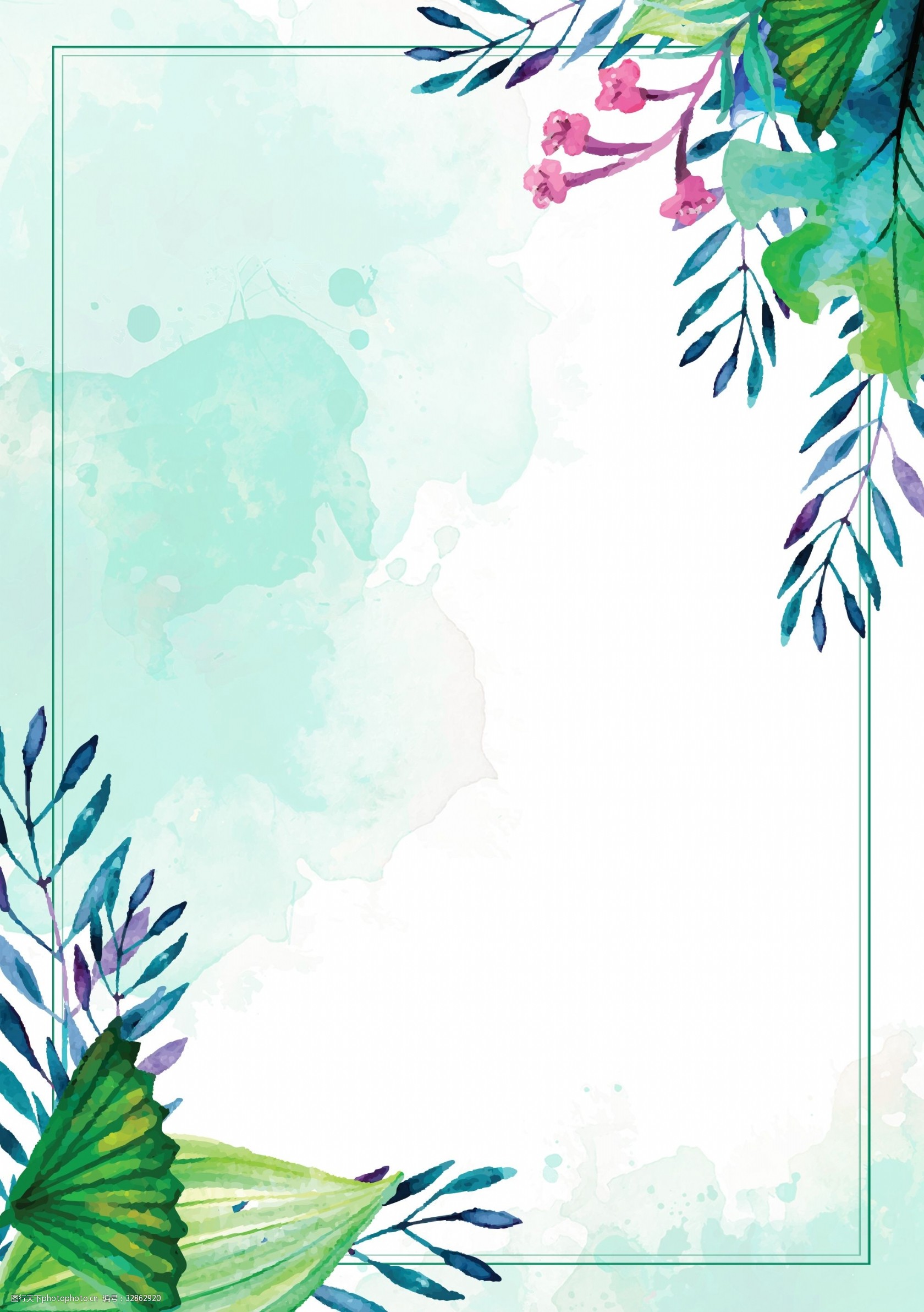 小清晰花卉水彩背景psd分层广告背景