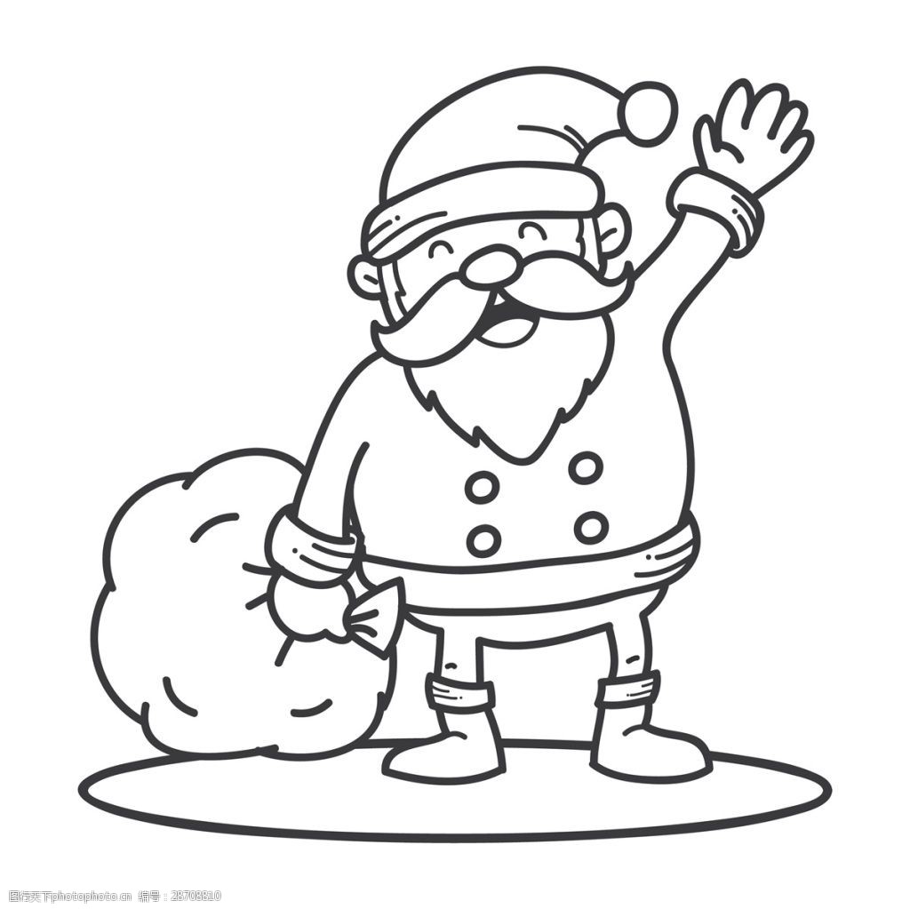 圣诞老人挥手线稿矢量素材