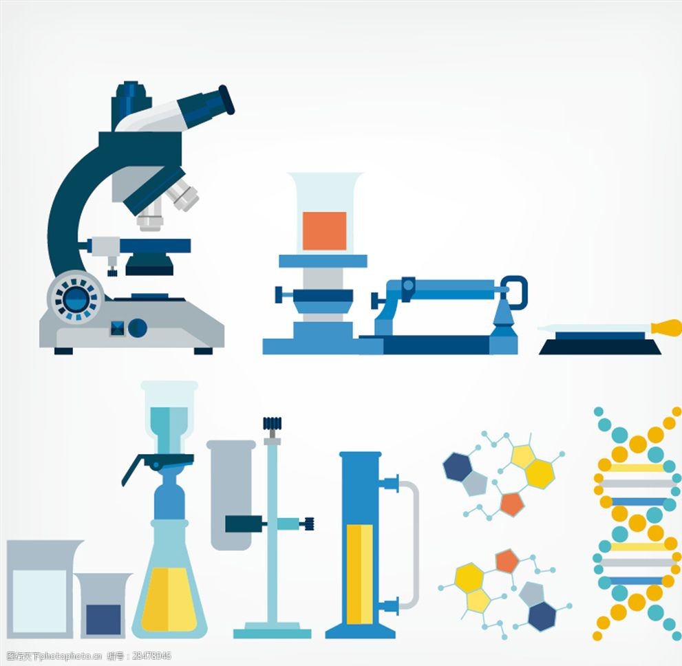 医学实验器械和分子结构矢量素材