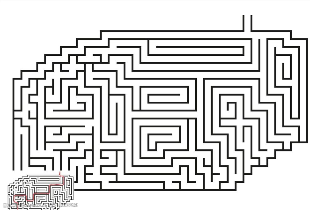 黑色线条迷宫图案和线路图