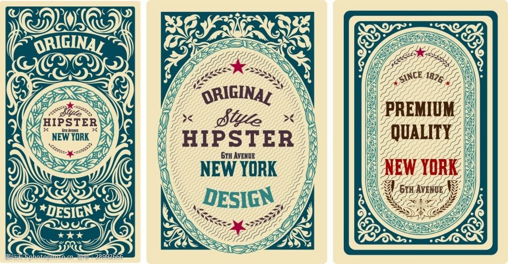 纸牌样式复古卡片矢量素材