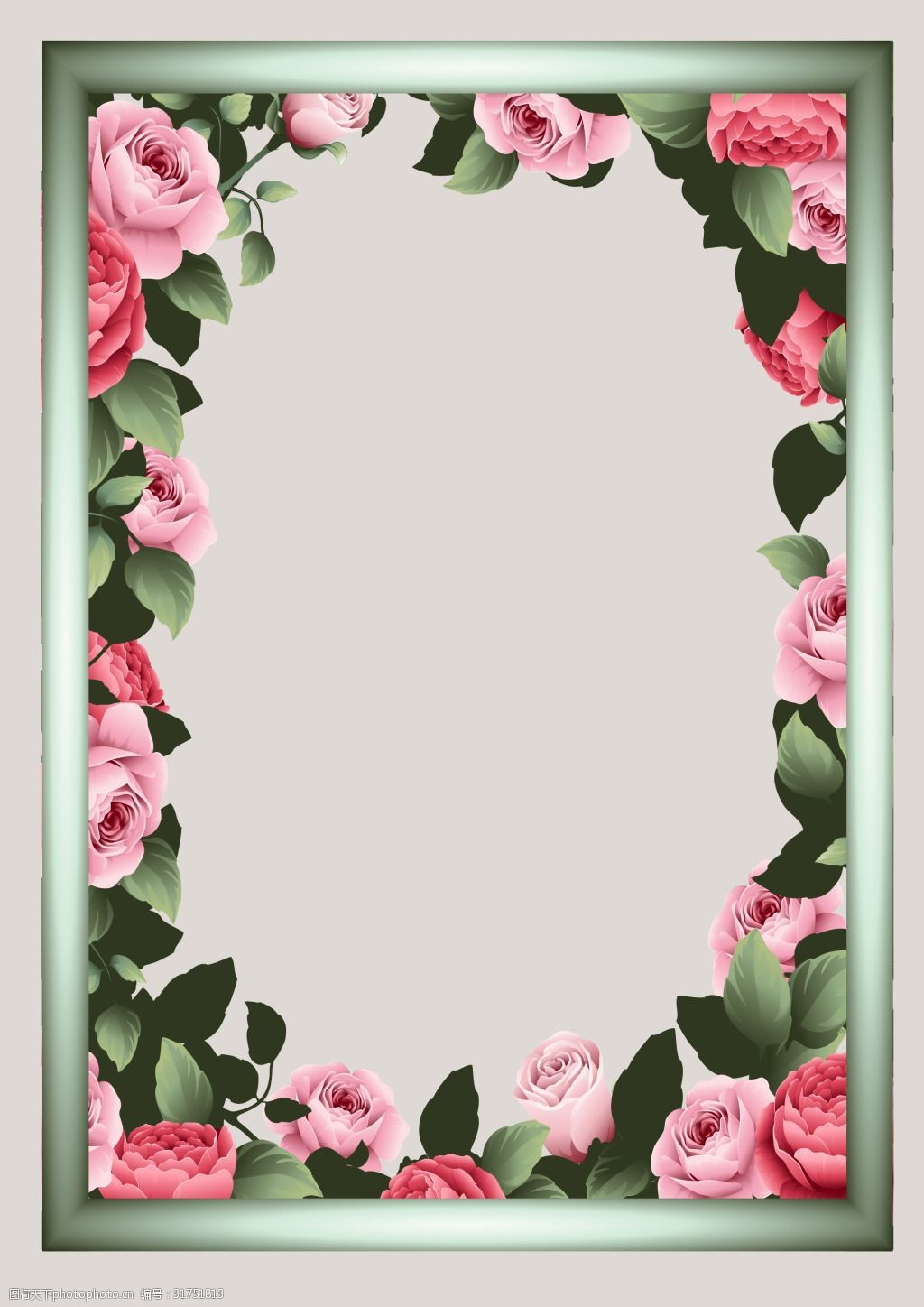 简约浪漫月季边框背景