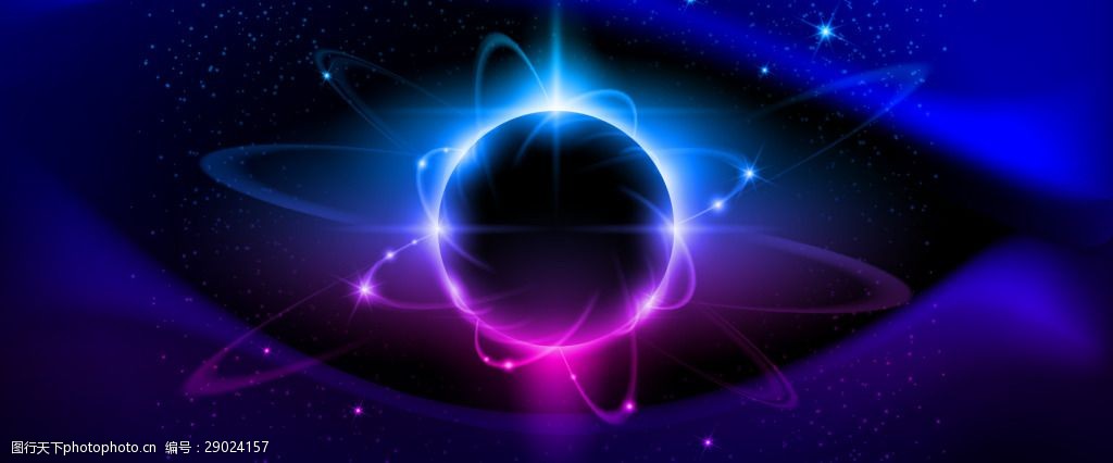 科技紫色光球线条banner背景