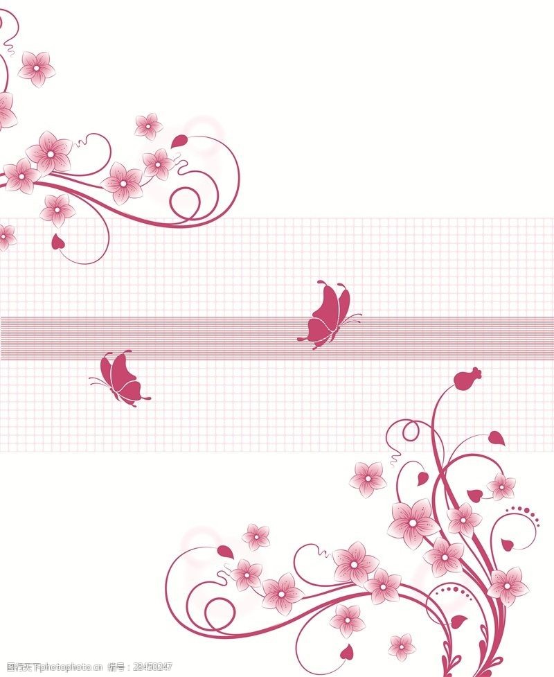 中式创意简约花边蝴蝶移门画