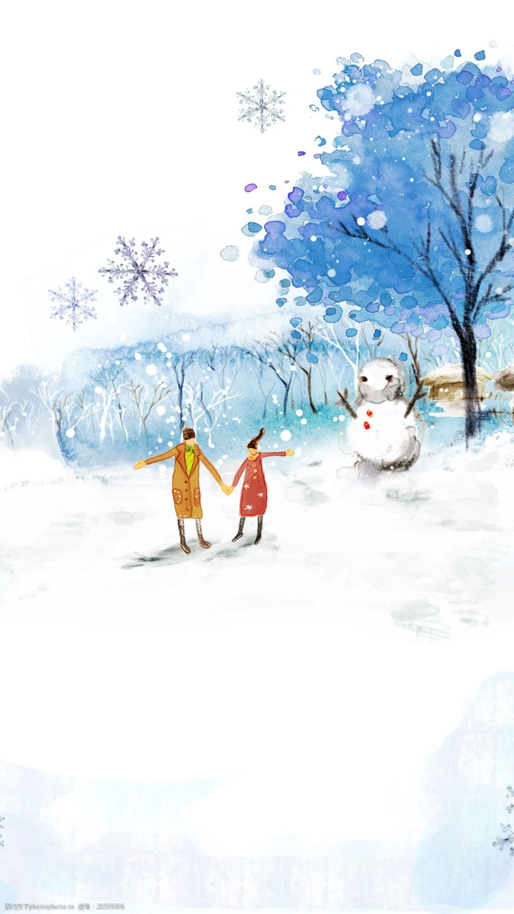 卡通雪人冬季h5背景素材