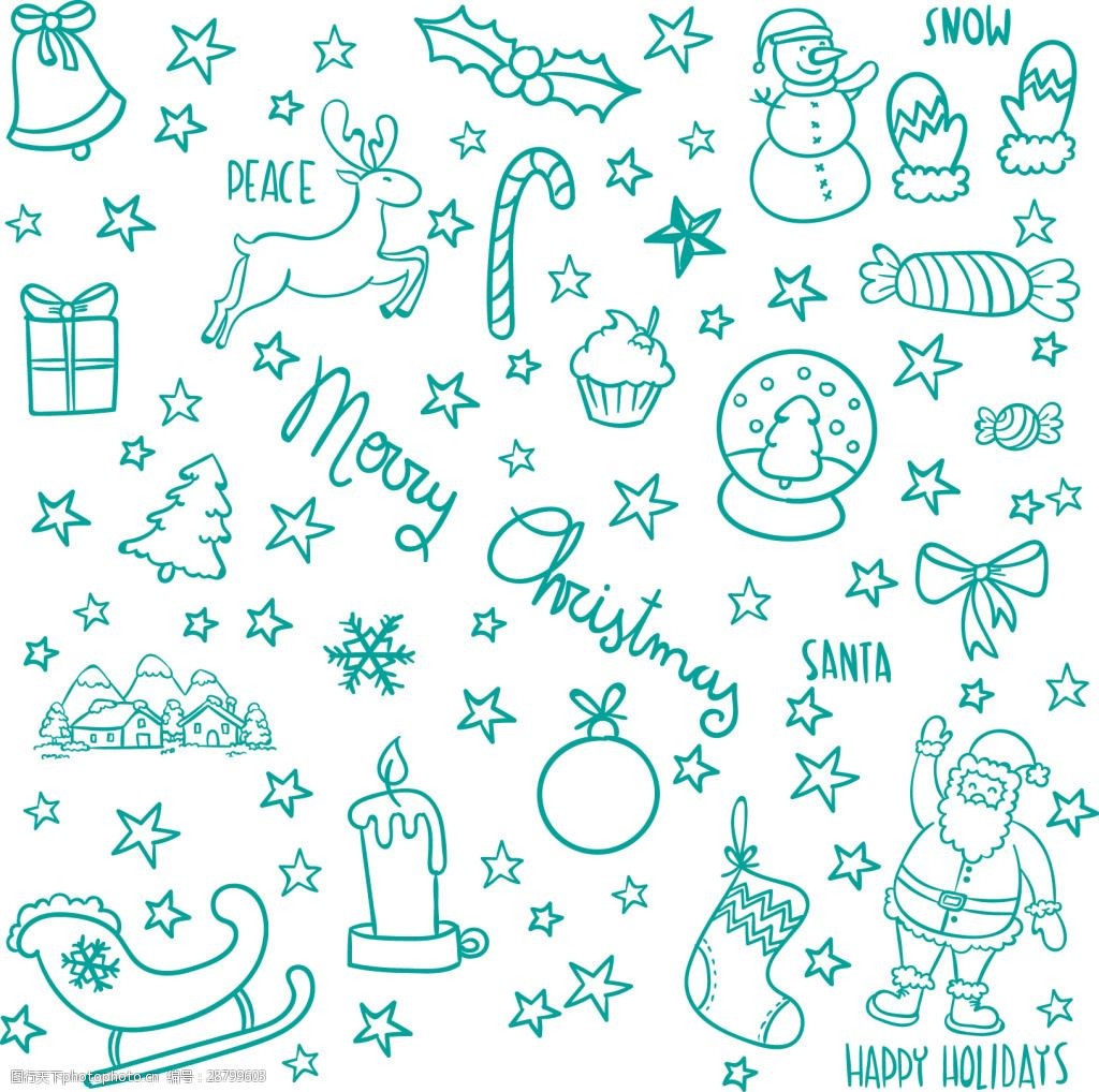 手绘圣诞装饰图案元素