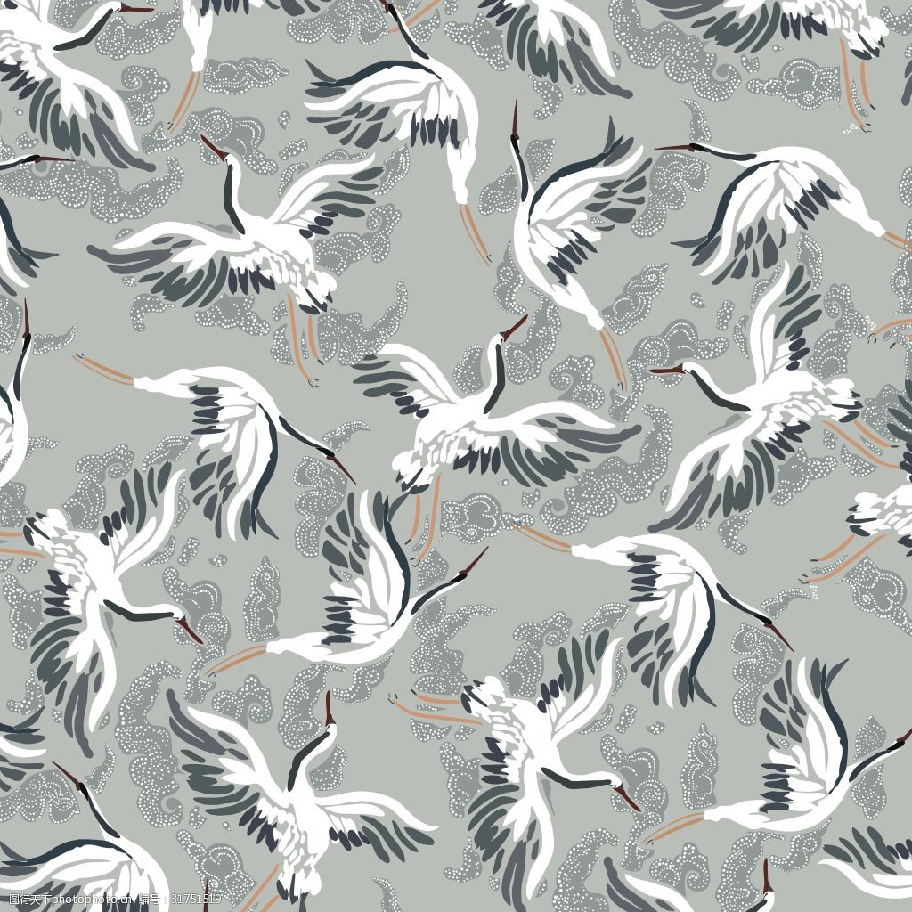 仙鹤服装图案图片