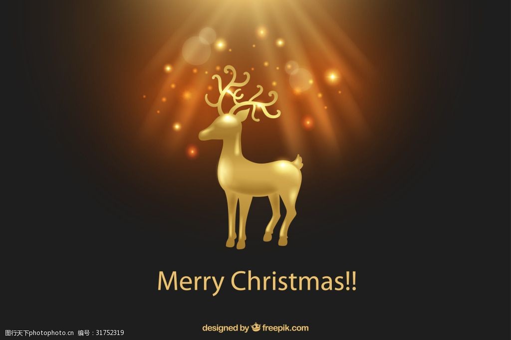 圣诞节金鹿背景矢量图