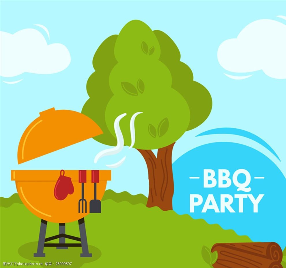 创意郊外烧烤插画矢量素材