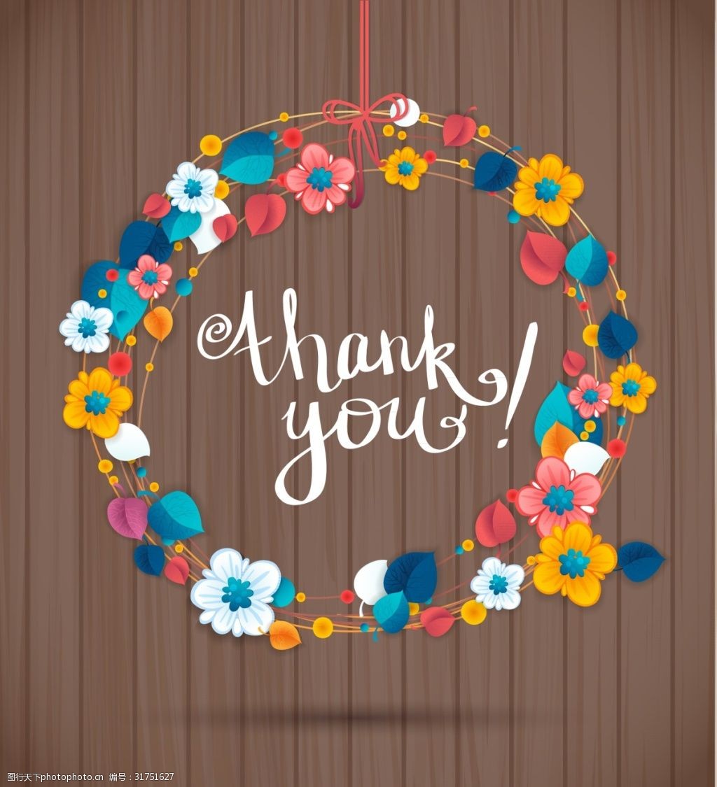 花环矢量感谢感恩卡片