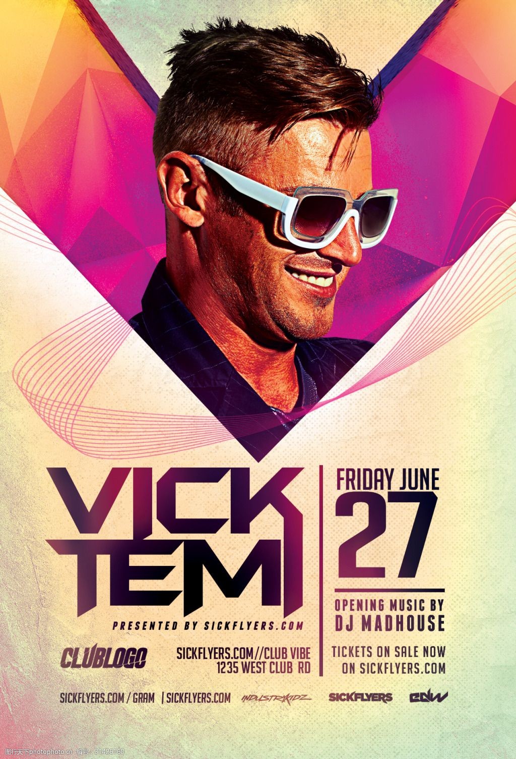 premium-dj-flyer-template-黑红色国外创意欧美风酒吧宣传海报